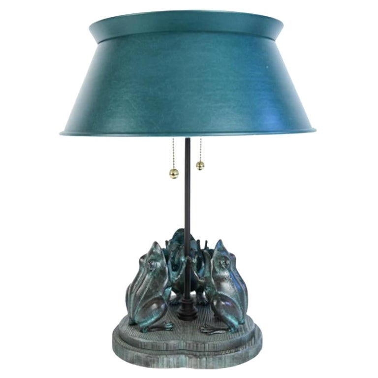 Frederick Cooper Wood and Metal Modern Frog Table Lamp