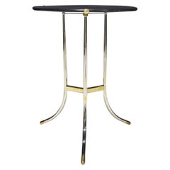 Cedric Hartman Polished Steel and Brass Side Table with Black Granite Top
