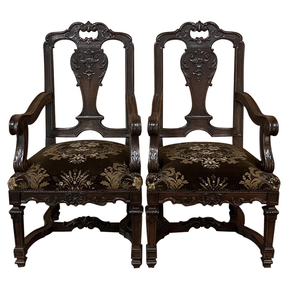 Paire de fauteuils et fauteuils français anciens Louis XIV