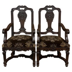 Pair Antique French Louis XIV Armchairs, Fauteuils