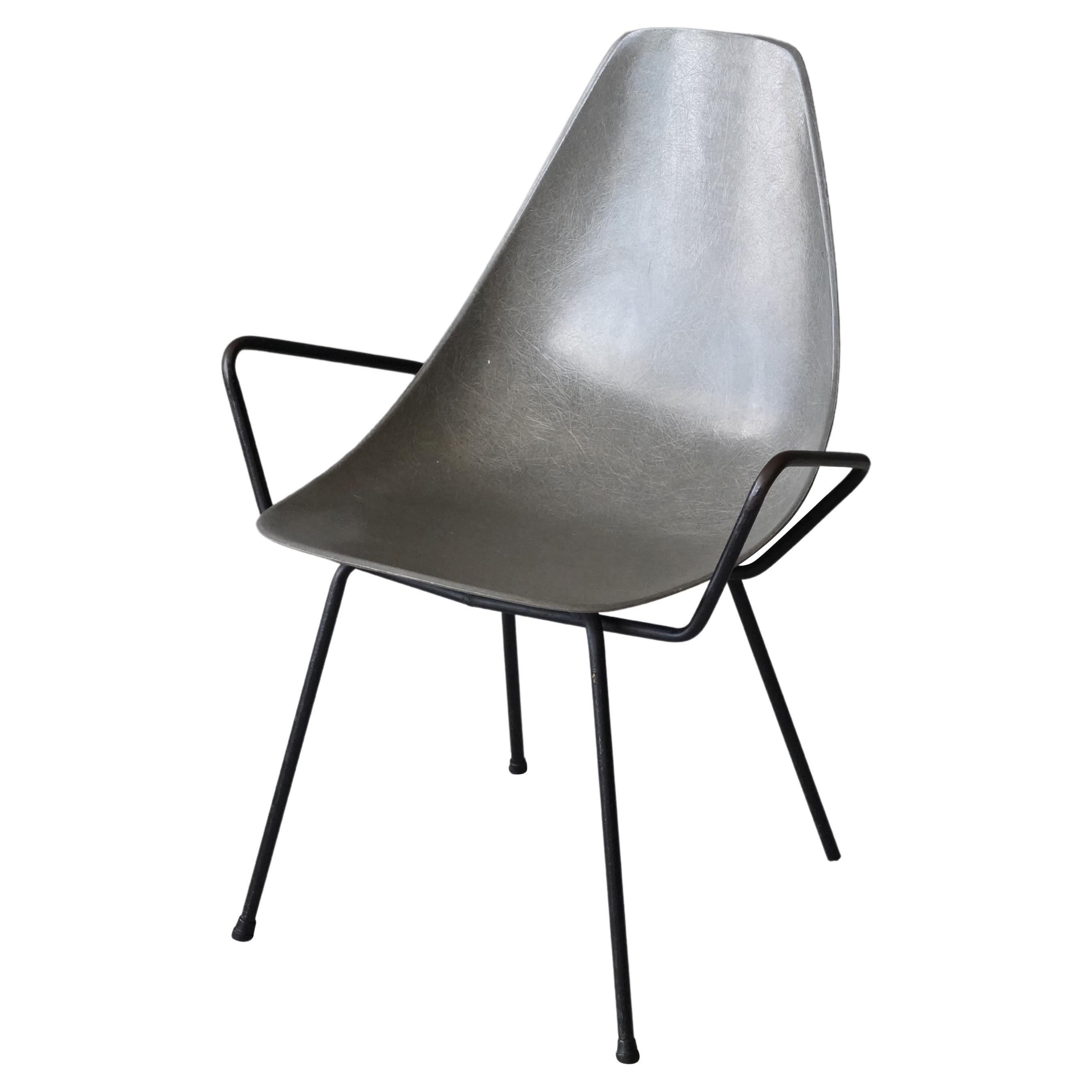 Mel Abitz & Forest Wilson, Arm Chair, Grey Fiberglass, Metal, USA, 1950s