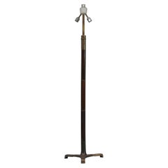 French Mid-Century Brass and Wood Floor Lamp