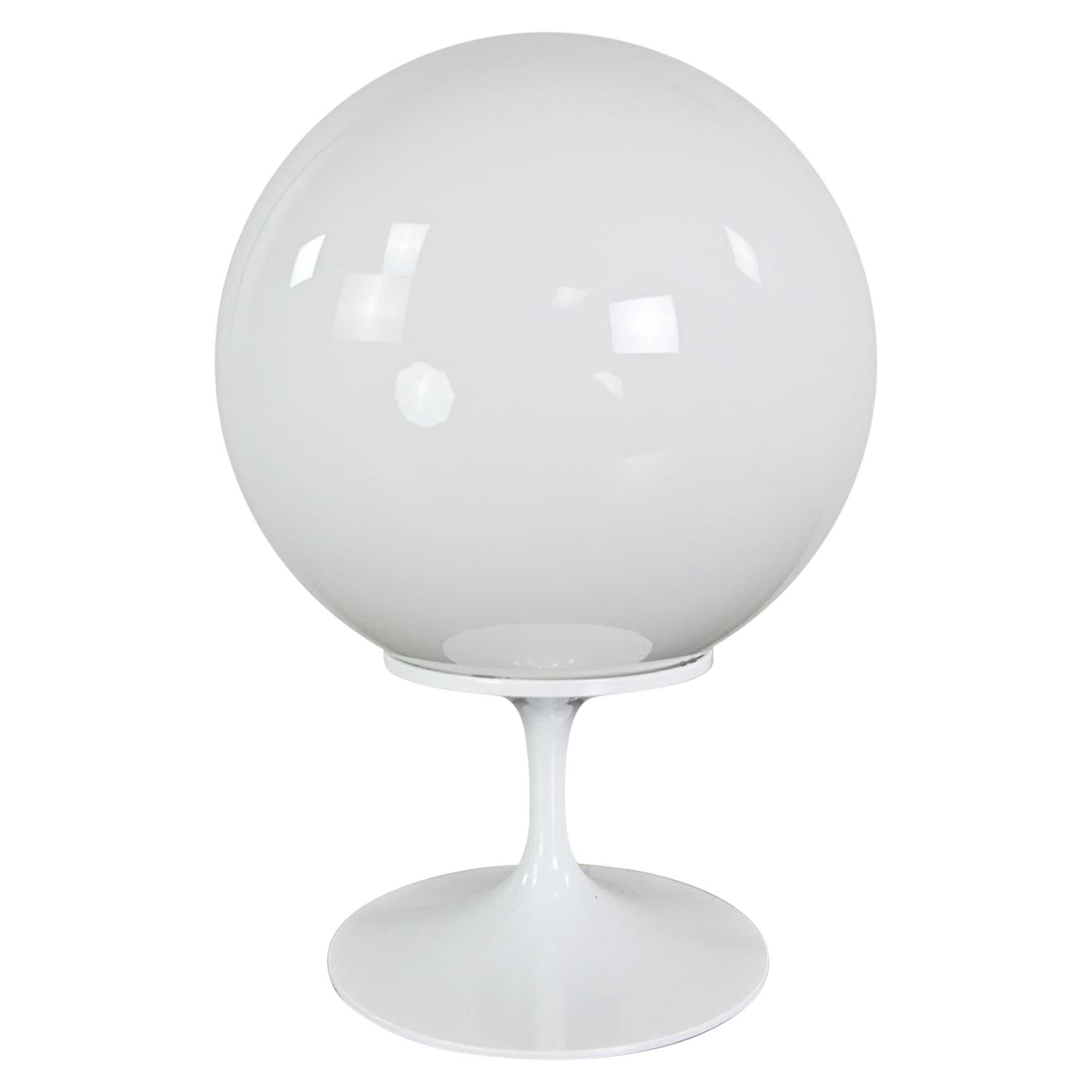 Stemlite Opaque White Glass Ball Shade Table Lamp by Bill Curry for Design Line For Sale