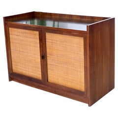Rosewood Gallery Top Cane Doors Petit Credenza Cabinet Finished Back One Drawer