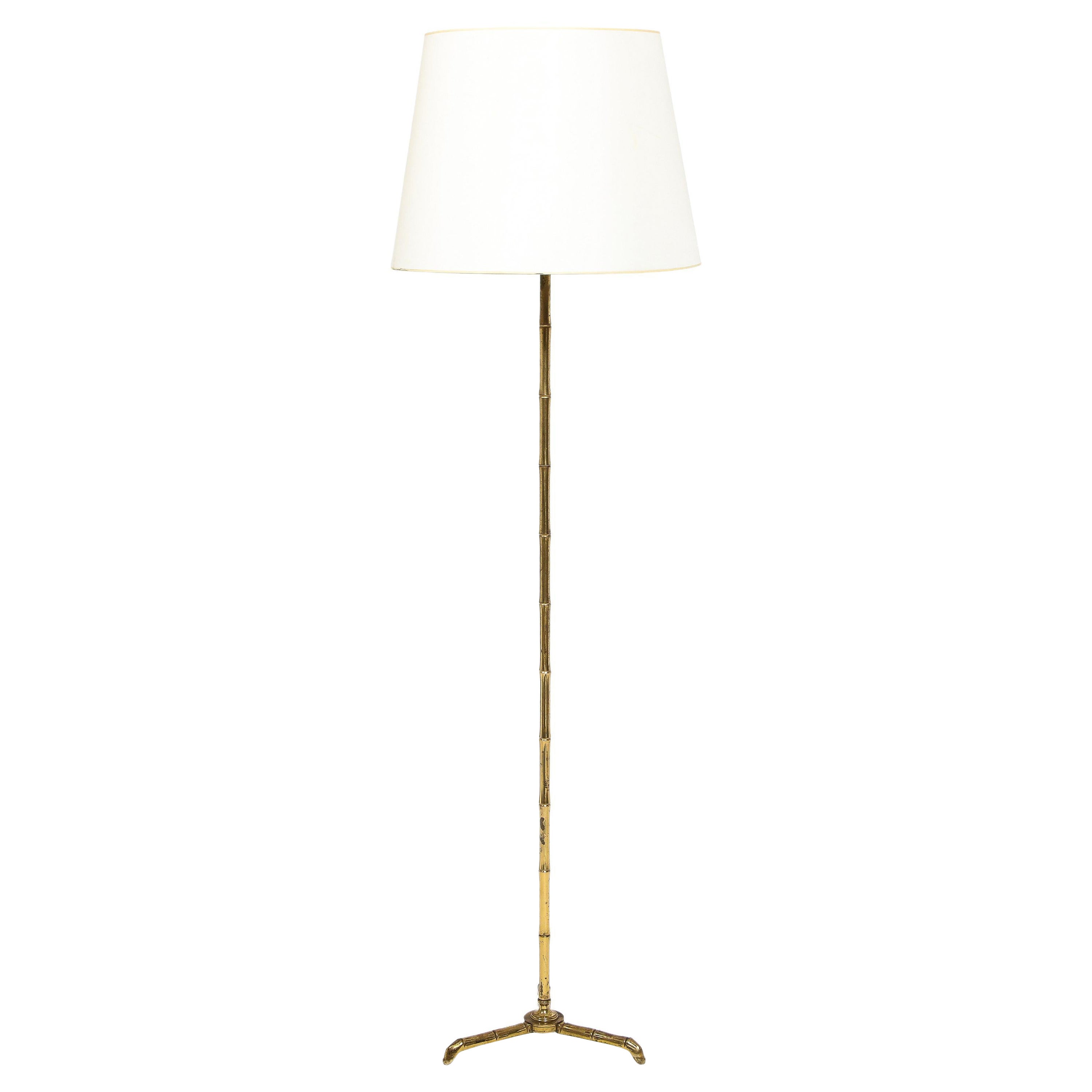 Cast Brass Faux Bamboo Floor Lamp, France 1960's