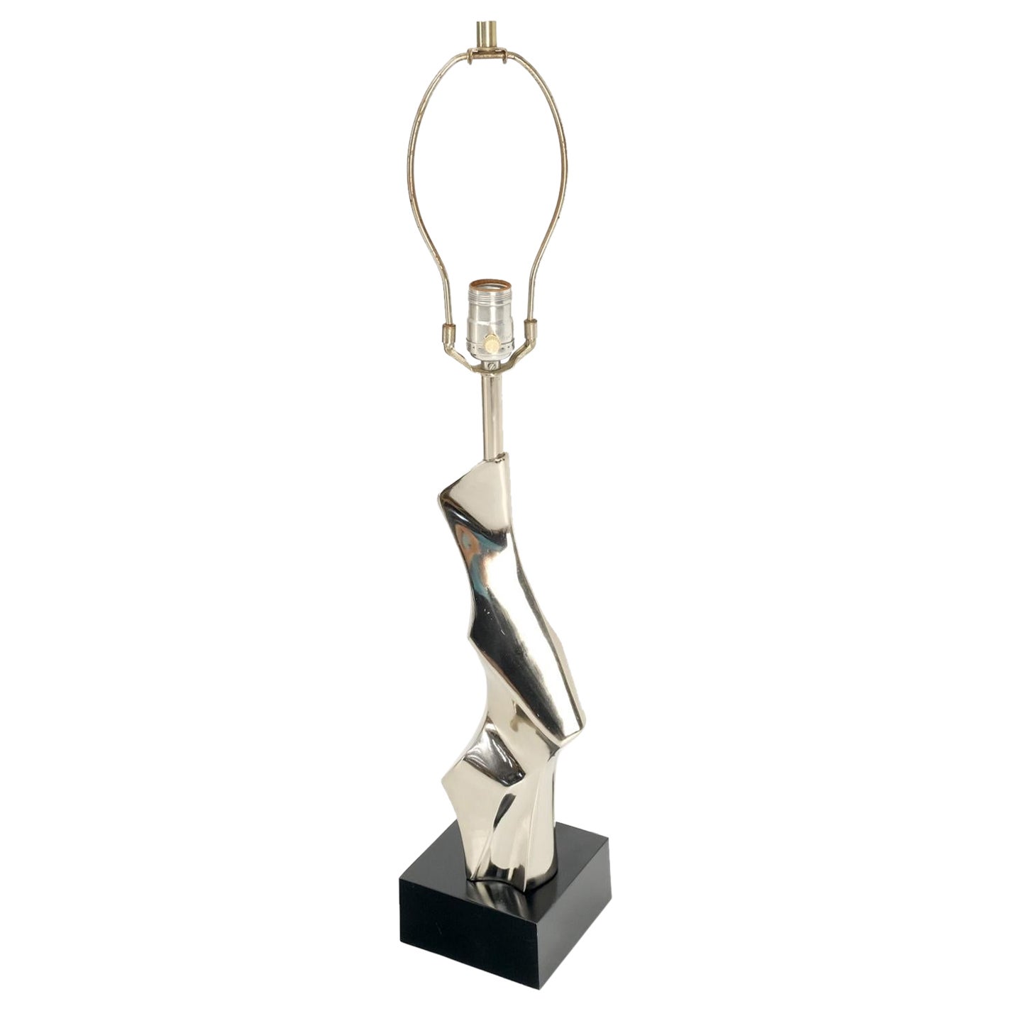 Abstract Polished Metal Chrome Table Lamp in Style of Picasso For Sale