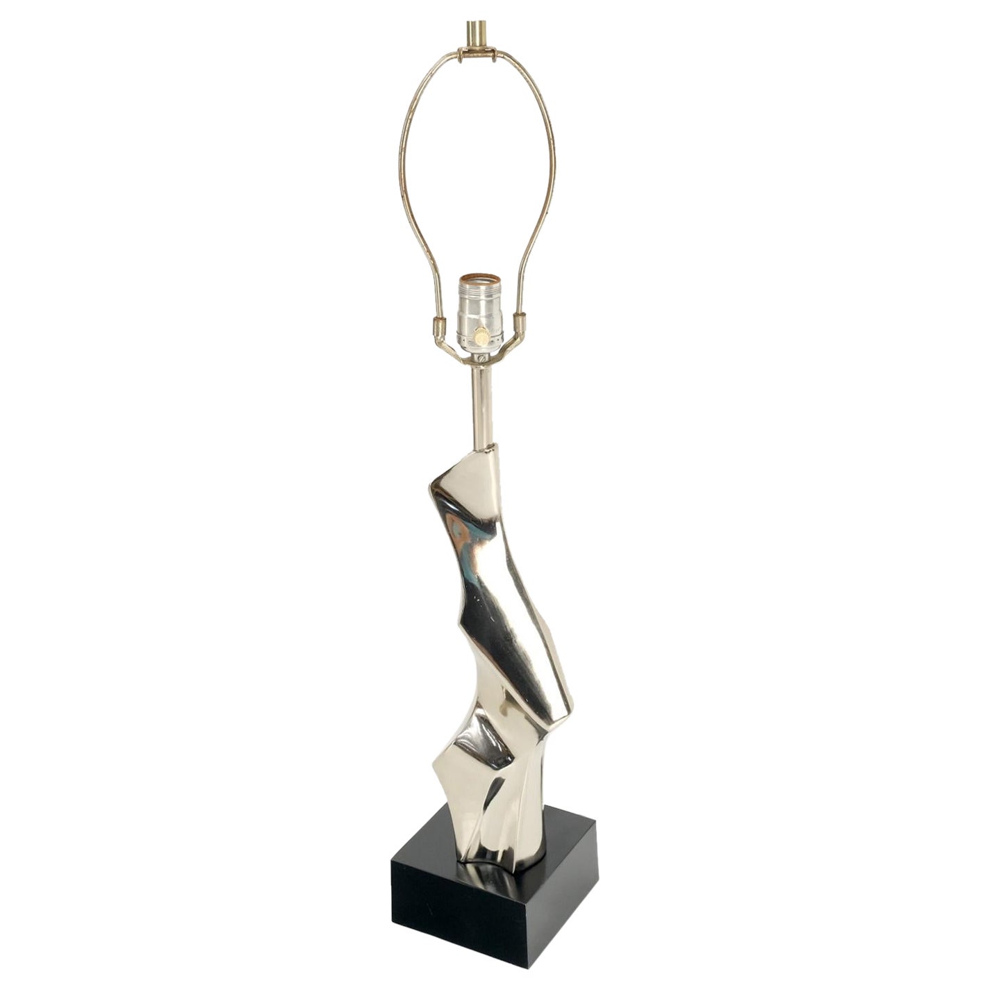 Abstract Polished Metal Chrome Table Lamp in Style of Picasso