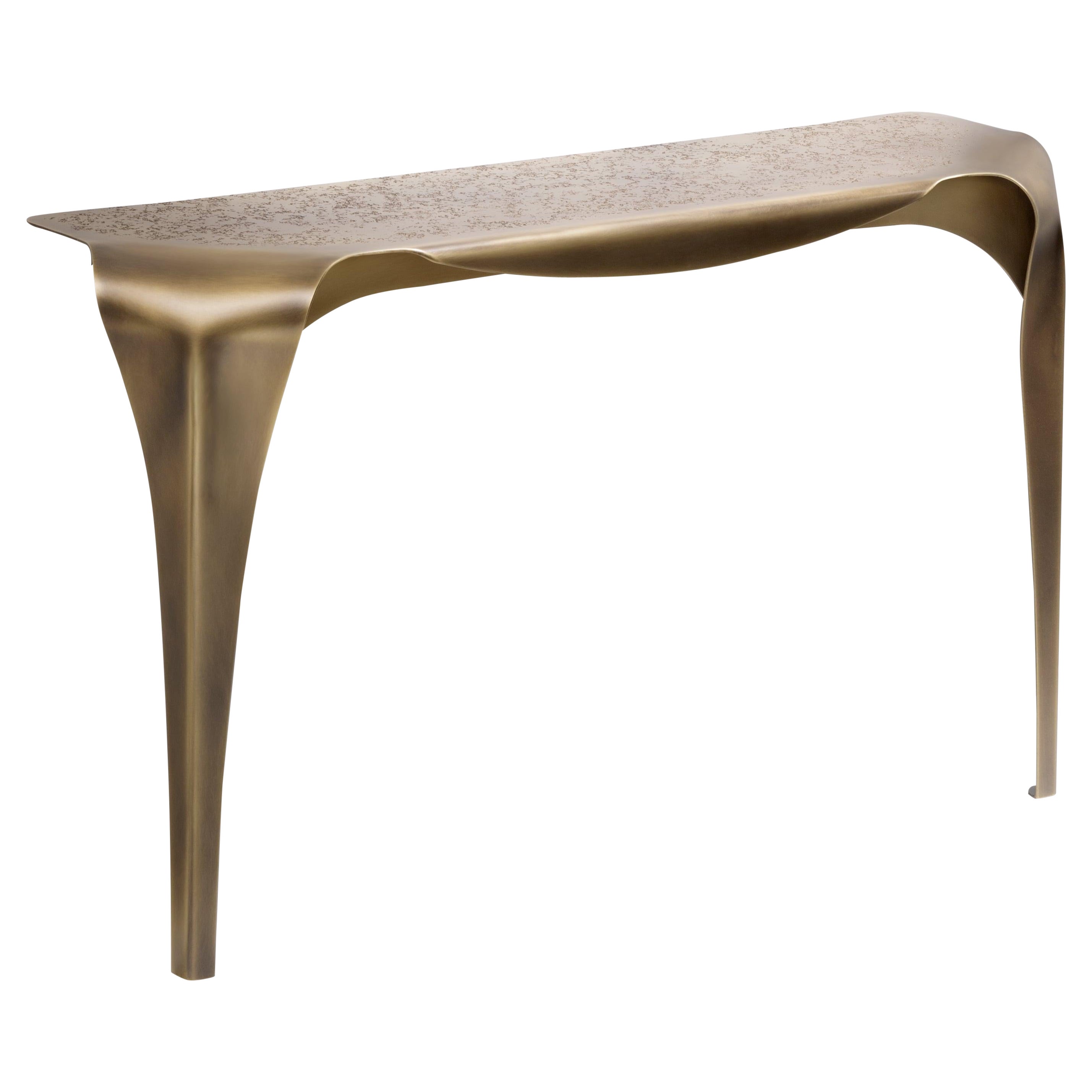 DeCastelli Convivium Console Table in DeErosion Brass by Nikita Bettoni For Sale