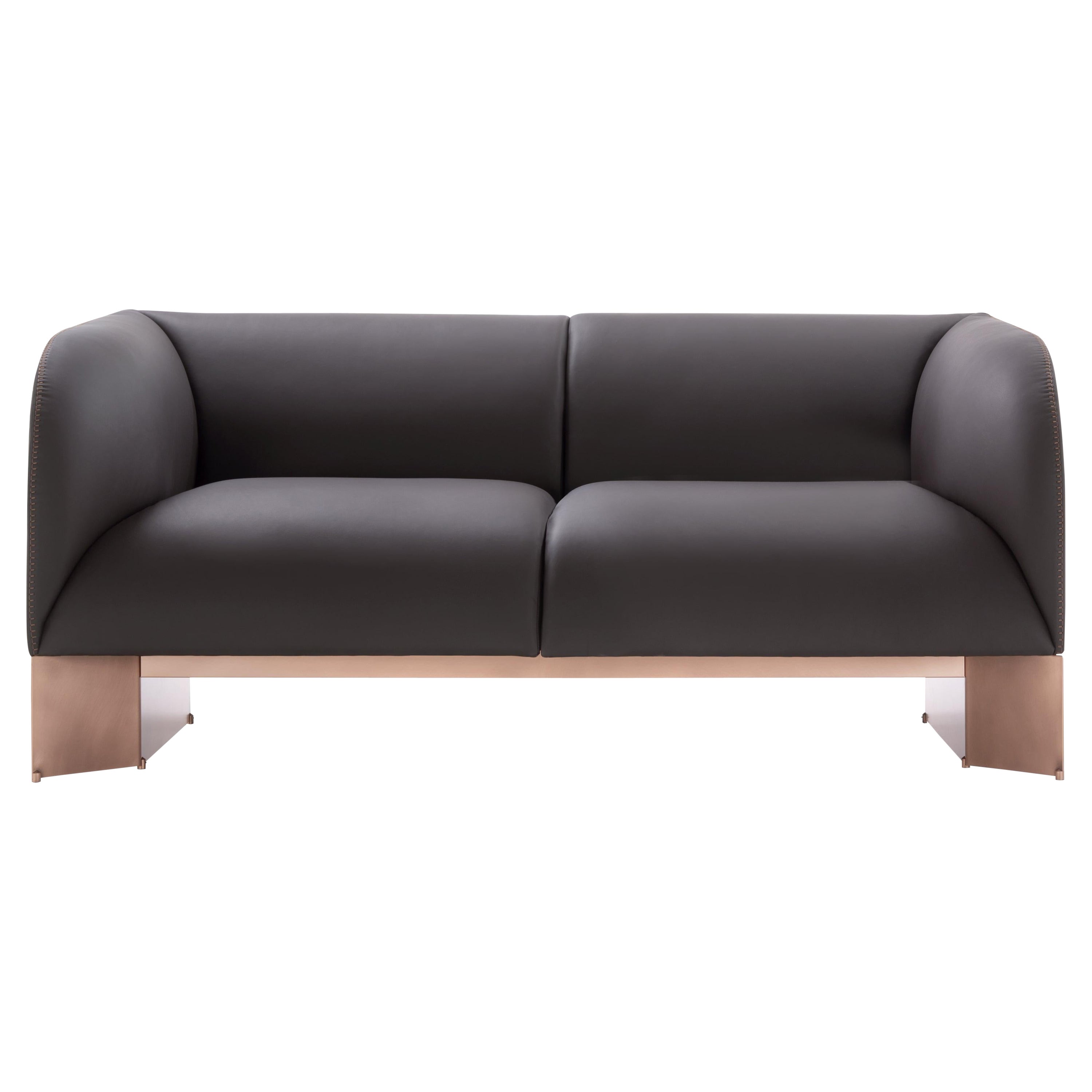 DeCastelli Caravan 2-Seat Sofa in Brushed Copper & Leather Seat by Emilio Nanni