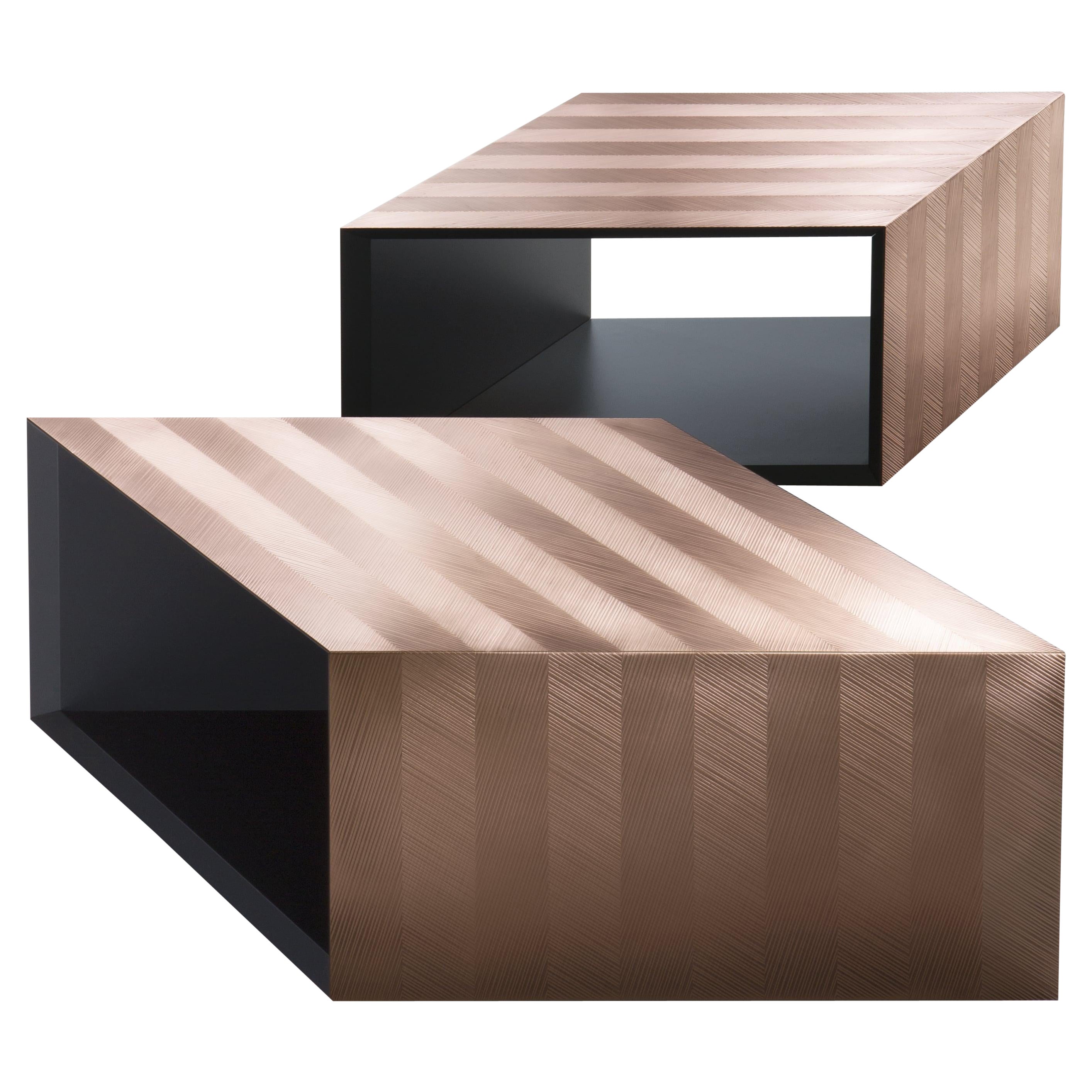 DeCastelli Alpha Modular Coffee Table in DeErosion Copper by Martinelli Venezia