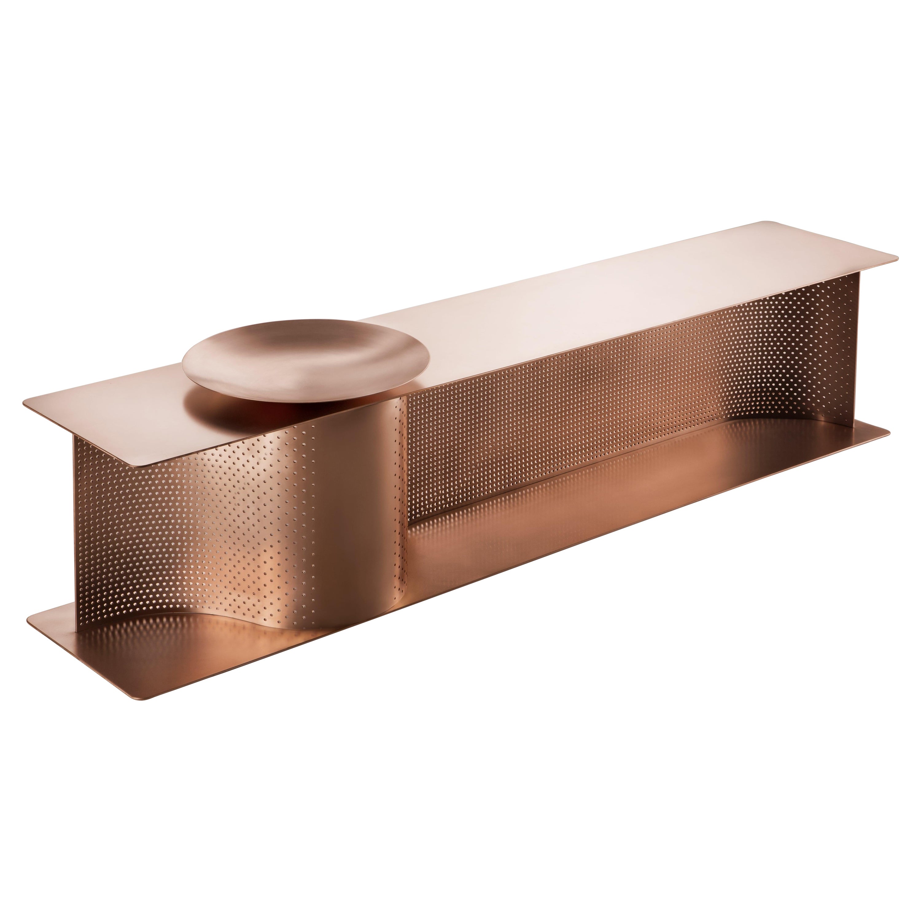 DeCastelli Wave Bench in Natural Brushed Copper by Lanzavecchia + Wai For Sale