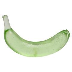 Casted Glass Banana in Crystal, Lime