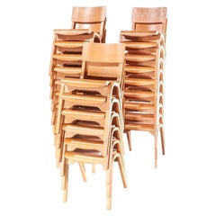 Retro 1950s Stacking Dining Chairs by Lamstak, Set of Twenty Four