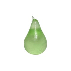 Casted Glass Pear in Crystal, Lime
