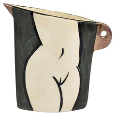 Nude by a Green Wall, Ceramic Vessel with Painted Surface