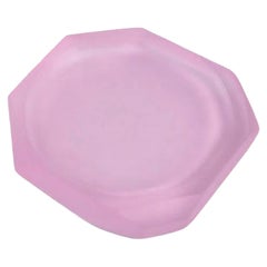 Faceted Handmade Glass Dish in Transparent Pink