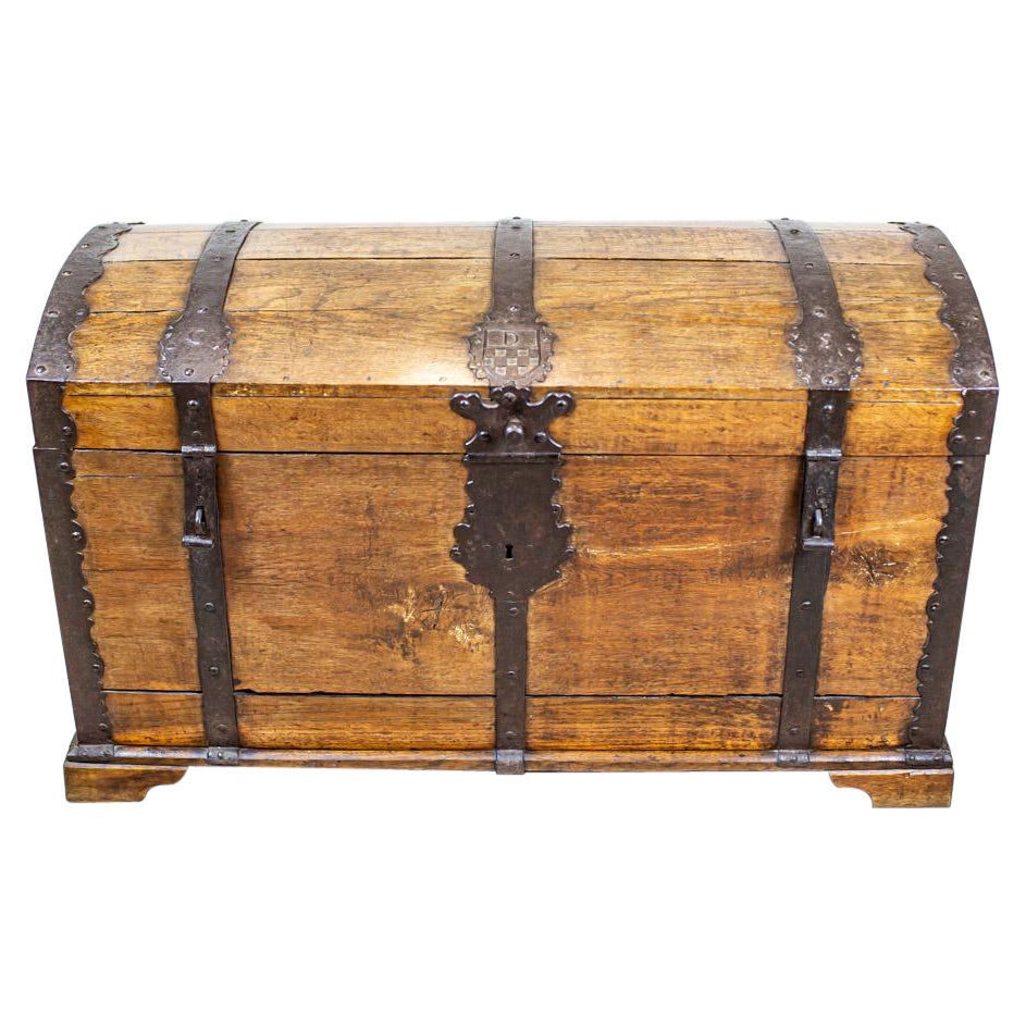 18th-Century Oak Chest with Iron Fittings