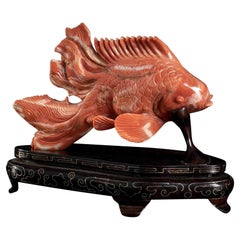 Vintage Cerasuolo Coral Carving, Japan, Late 20th Century