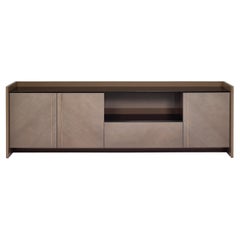 ASTAIRE wood sideboard with black glass on top