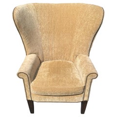 Comfy Classic Camel Mohair Velvet Wing Chair