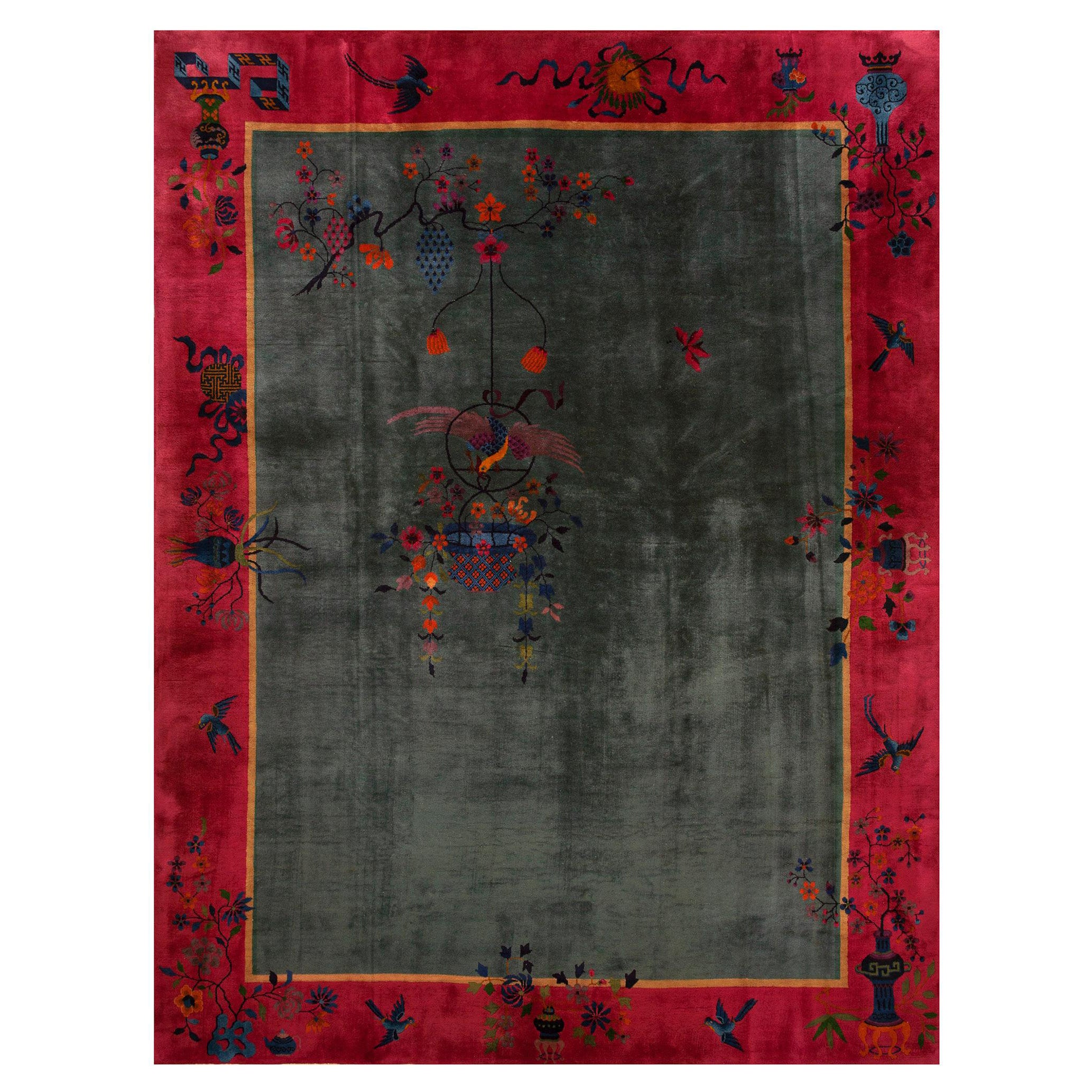 1920s Chinese Art Deco Carpet (  8'10'' x 11'6'' - 270 x 350 ) For Sale