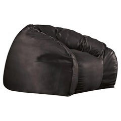 Hug Black and Leather Armchair by Radice & Orlandini
