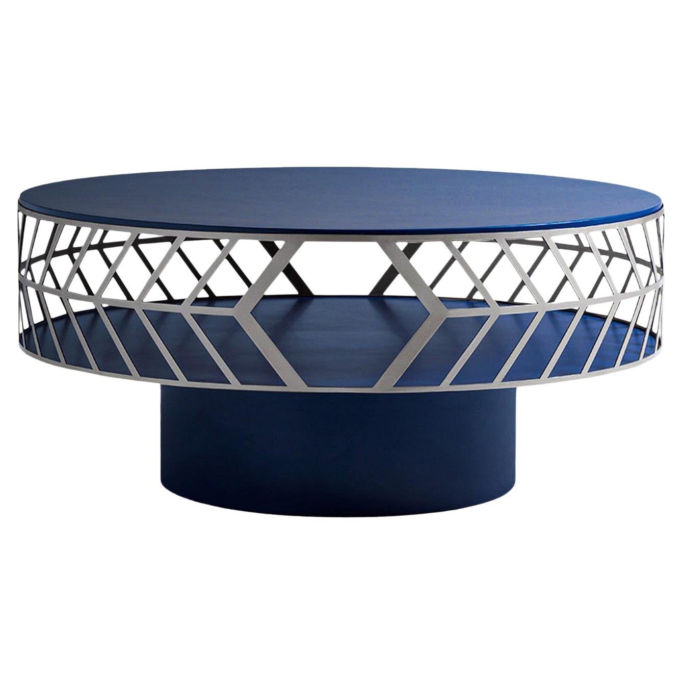 Table basse ronde bleue Lok d'Elena Salmistraro