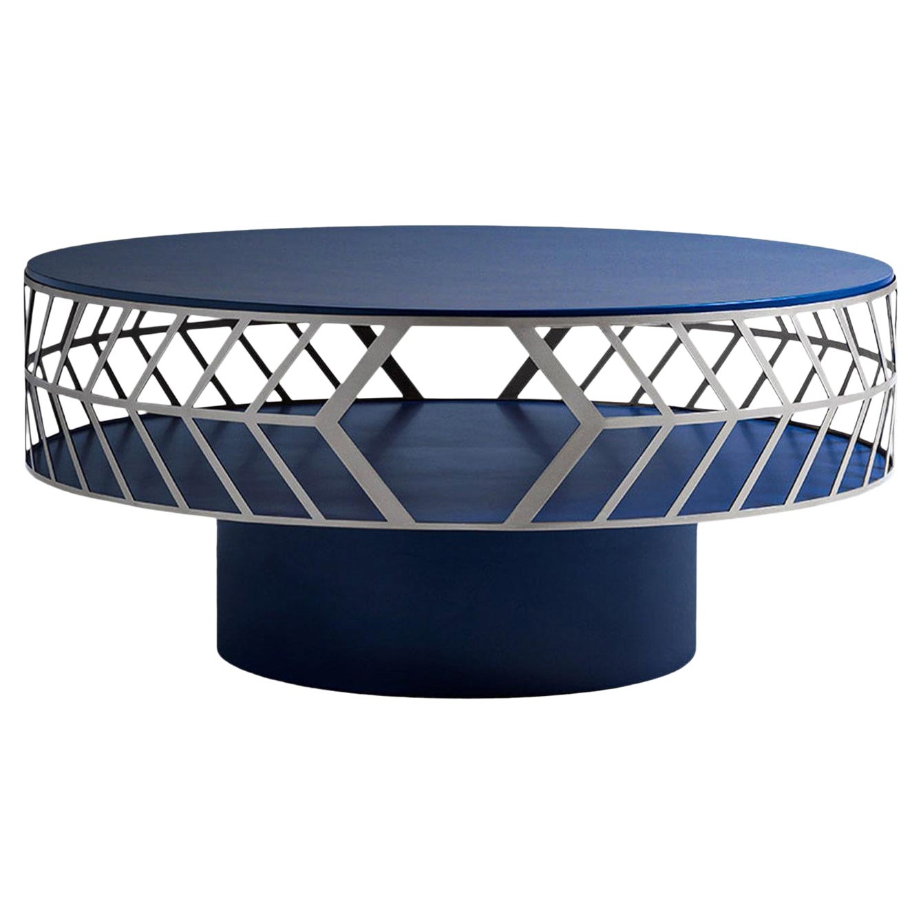 Lok Round Blue Coffee Table by Elena Salmistraro