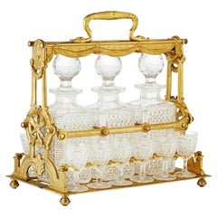 Baccarat 19th Century Gilt Bronze Cut-Glass Tantalus