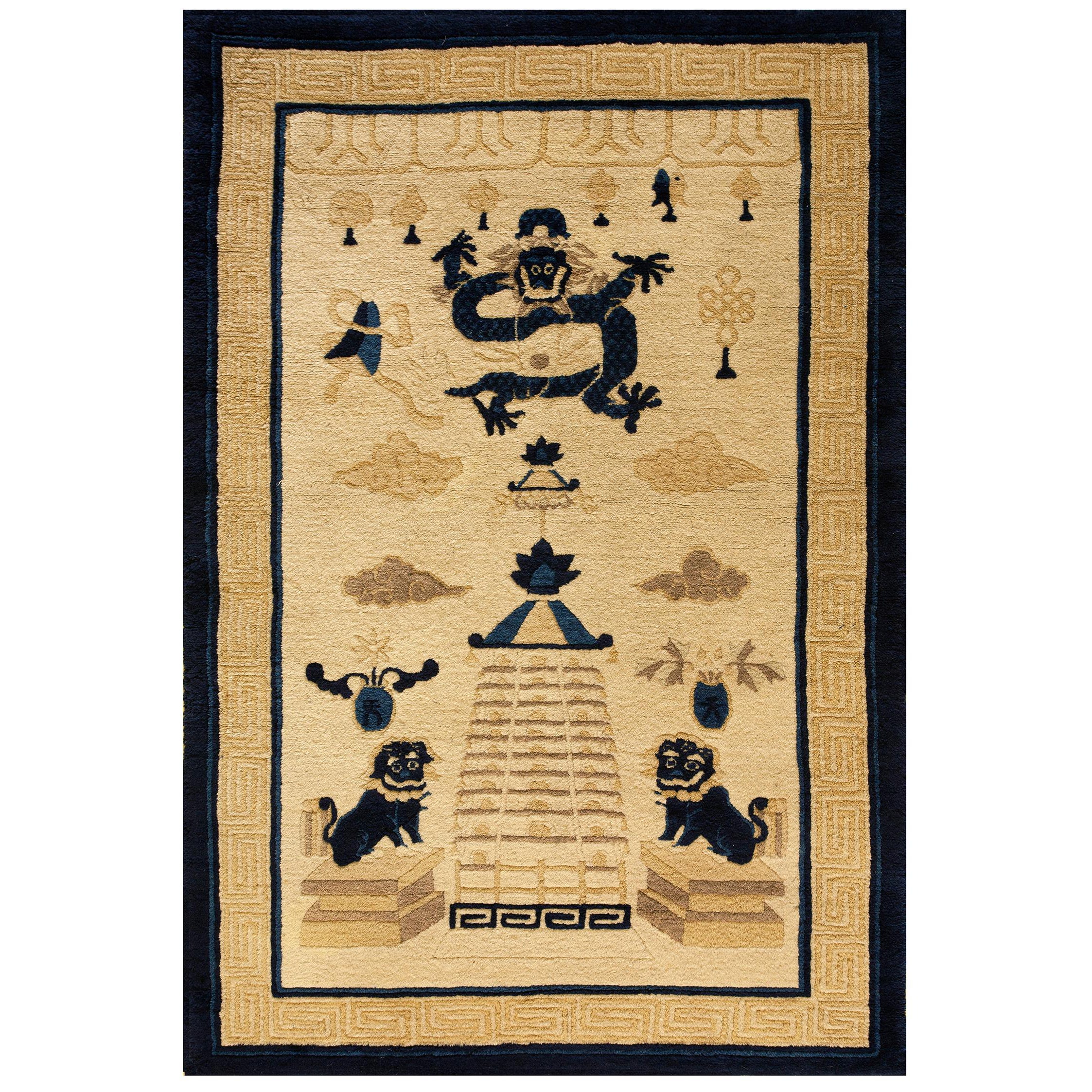 Early 20th Century Chinese Peking Dragon Carpet ( 3'2'' x 4'10'' - 97 x 147 ) For Sale