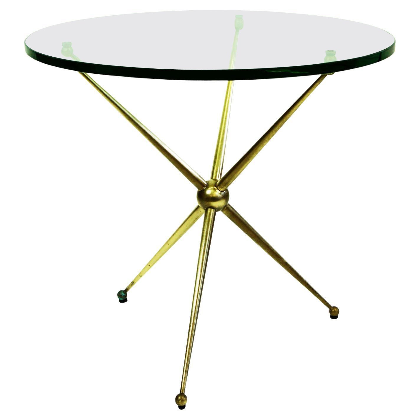 Circular Italian Midcentury Brass and Glass Coffee Table