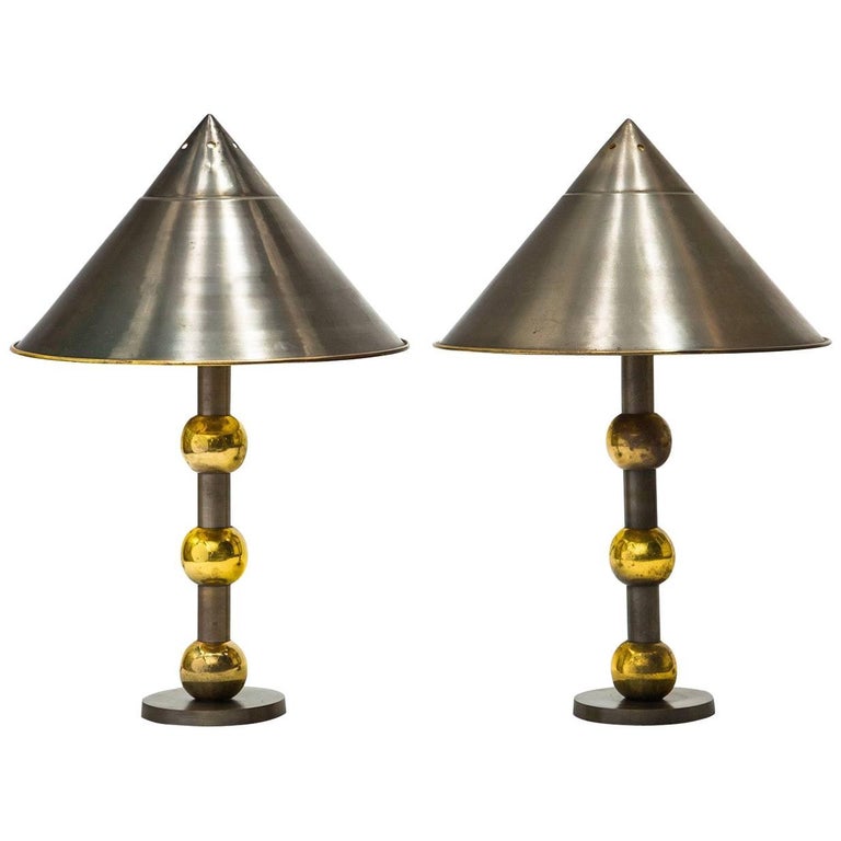 Pair of Industrial Brass Lamps For Sale at 1stdibs