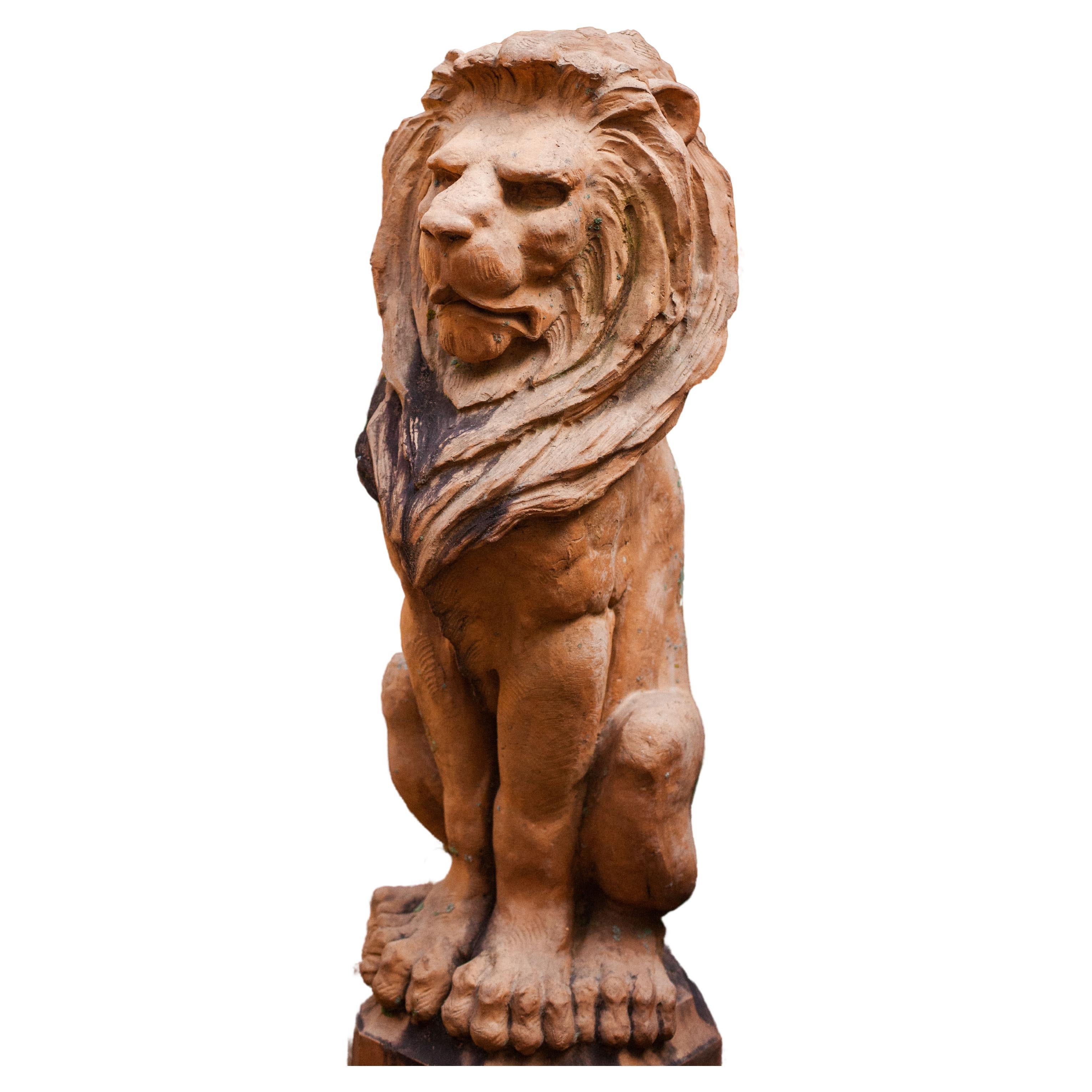 Antique French/ English Terra-Cotta Lion