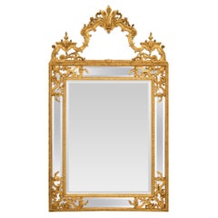 Antique French Late 18th Century Regence Style Double Framed Giltwood Mirror
