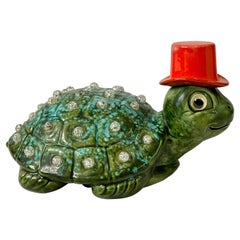 Vintage Turtle in Top Hat Ceramic Lamp