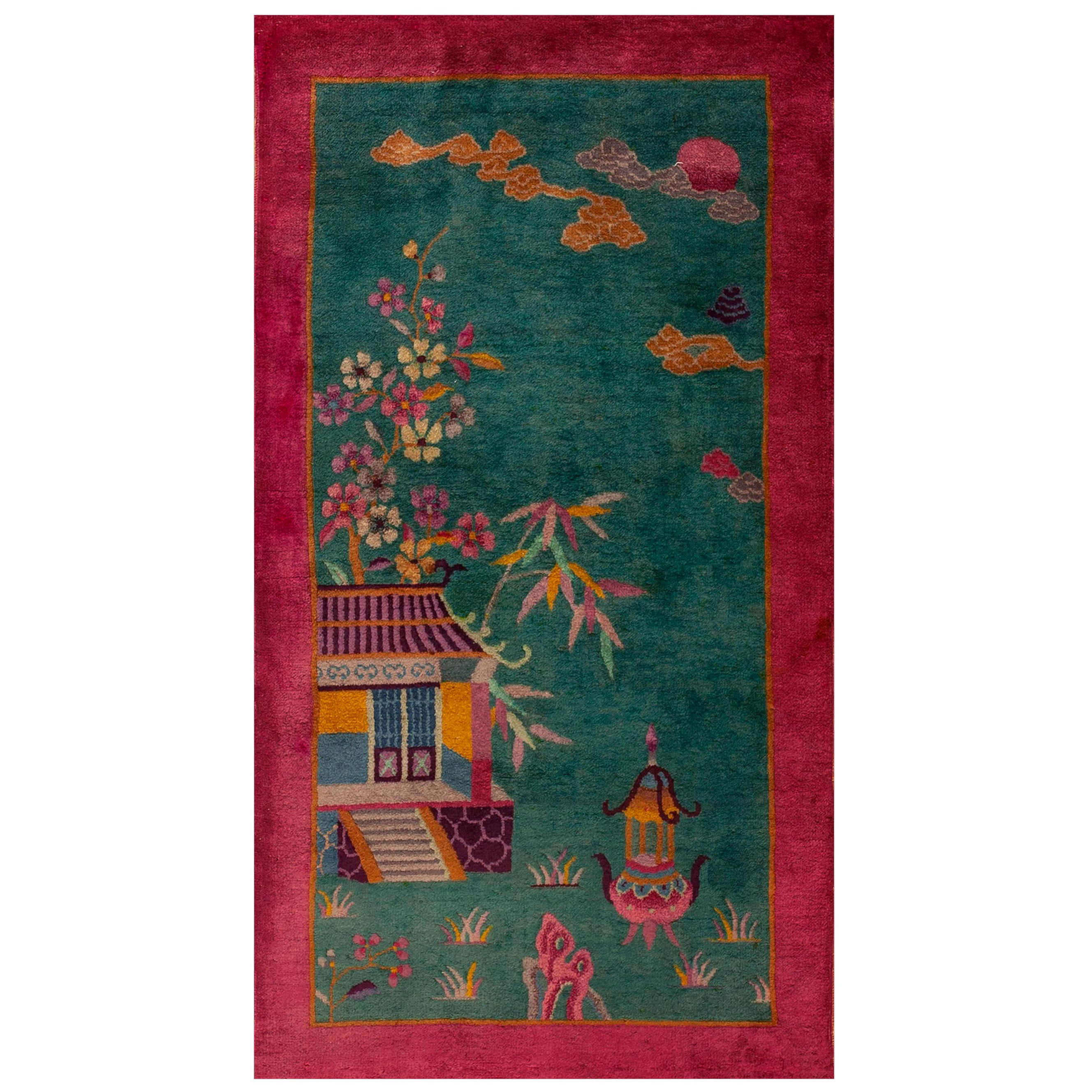 1920s Chinese Art Deco Carpet ( 2' 6'' x 4' 5'' - 76 x 134 cm ) For Sale