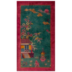 Antique 1920s Chinese Art Deco Carpet ( 2' 6'' x 4' 5'' - 76 x 134 cm )