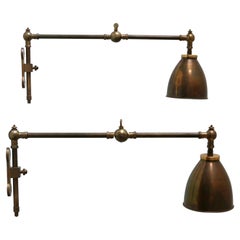 Set of Two Articulated Brass Wall Lamps or Reading Lights 1970s Germany