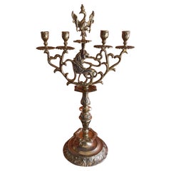 Antique Austrian Brass Candleabra with Phoenix