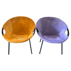 Ensemble de 1 ensemble de chaises ballon violettes et orange de Lusch & Co, Allemagne, années 1960