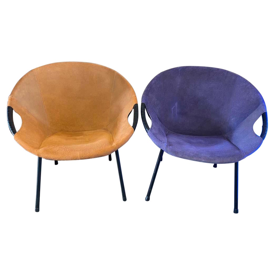 1 Set Purple an Orange Balloon Chairs from Lusch & Co., Germany, 1960s For Sale
