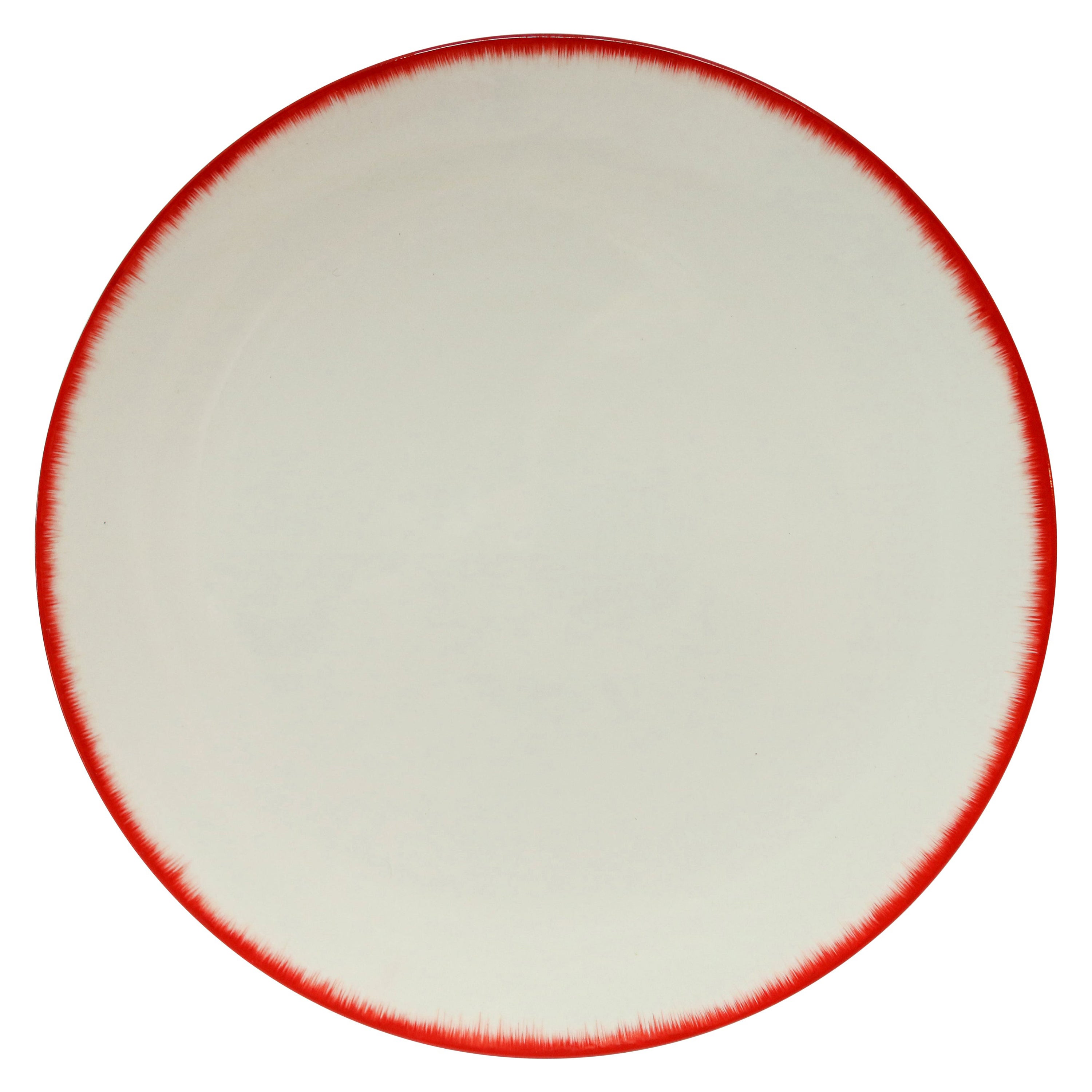 Ann Demeulemeester for Serax Dé Dinner Plate / Charger in off White / Red Rim For Sale