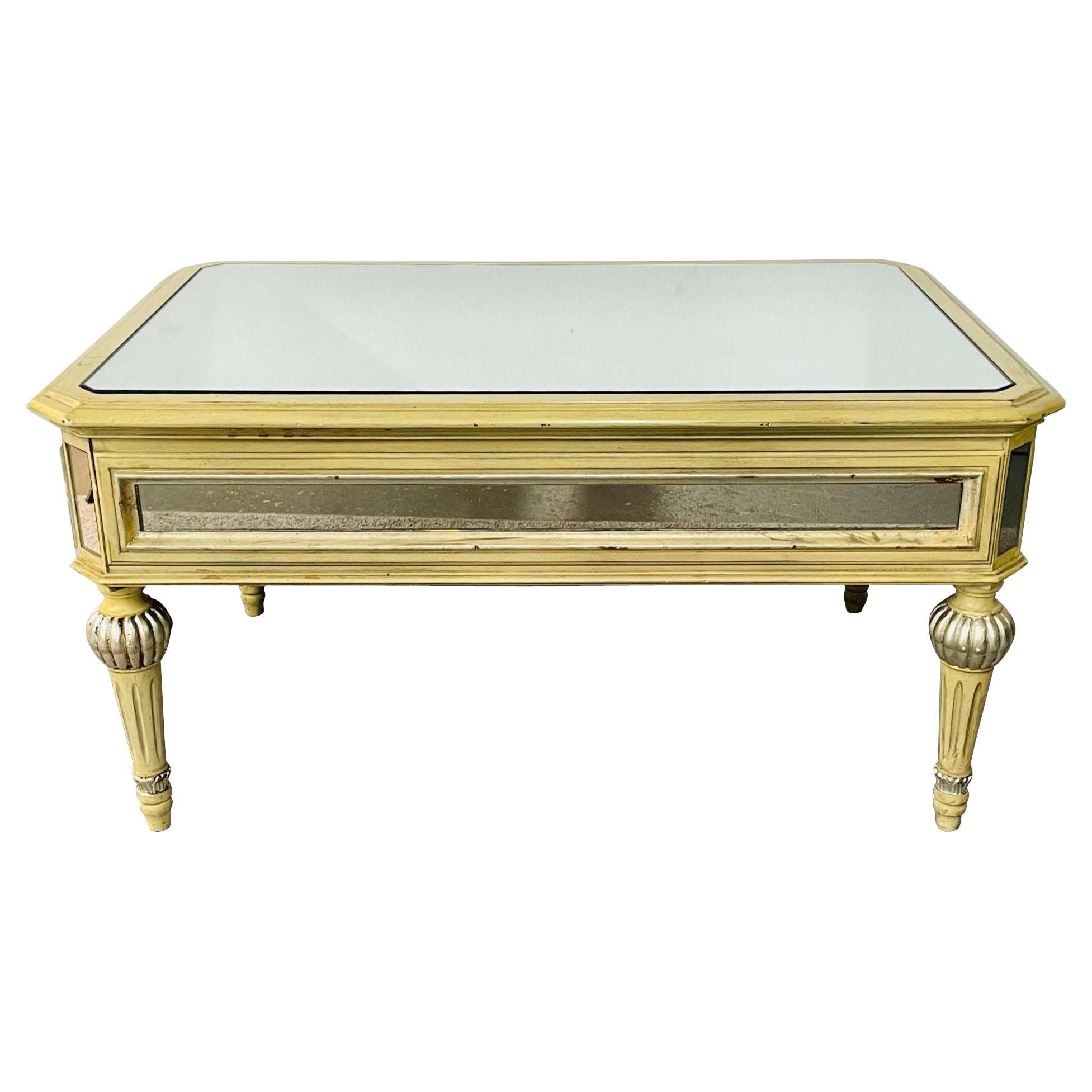 French Louis XVI Style Mirrored Coffee Table