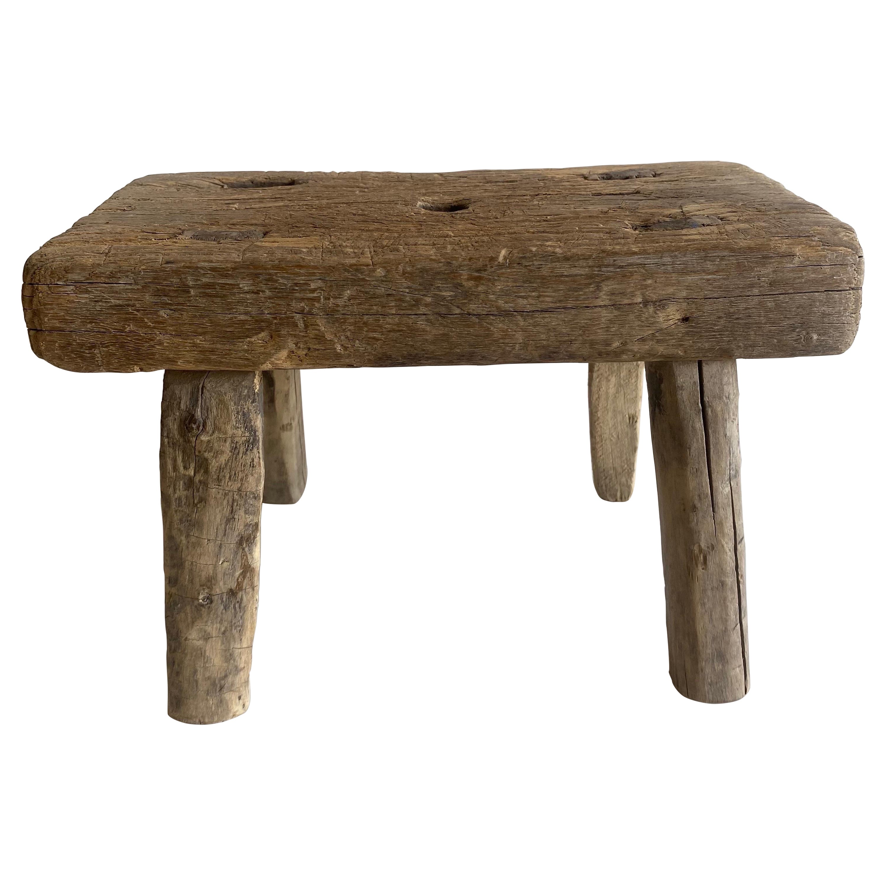 Antique Mini Elm Wood Stool