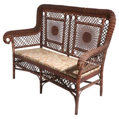 Antique Wicker Settee Sofa Loveseat