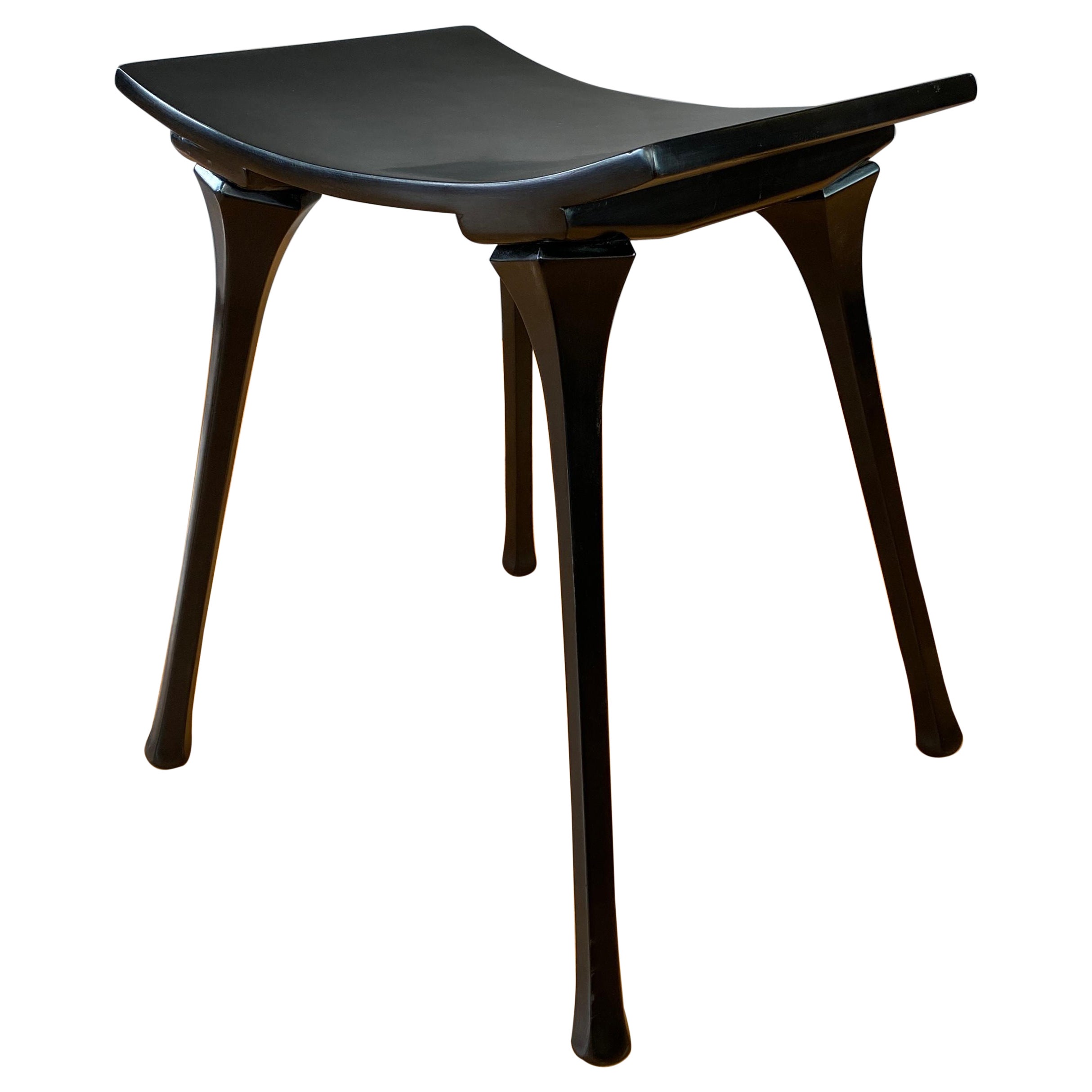 Old School Glam Black Wooden Stool circa 1940s/50s