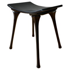 Used Old School Glam Black Wooden Stool circa 1940s/50s