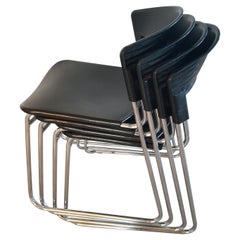 ITALY Paolo Favaretto Post Modern Tubular Chrome Chairs Stacking Assisa 1986