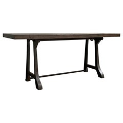 Industrial Ebonized Maple Console Work Table