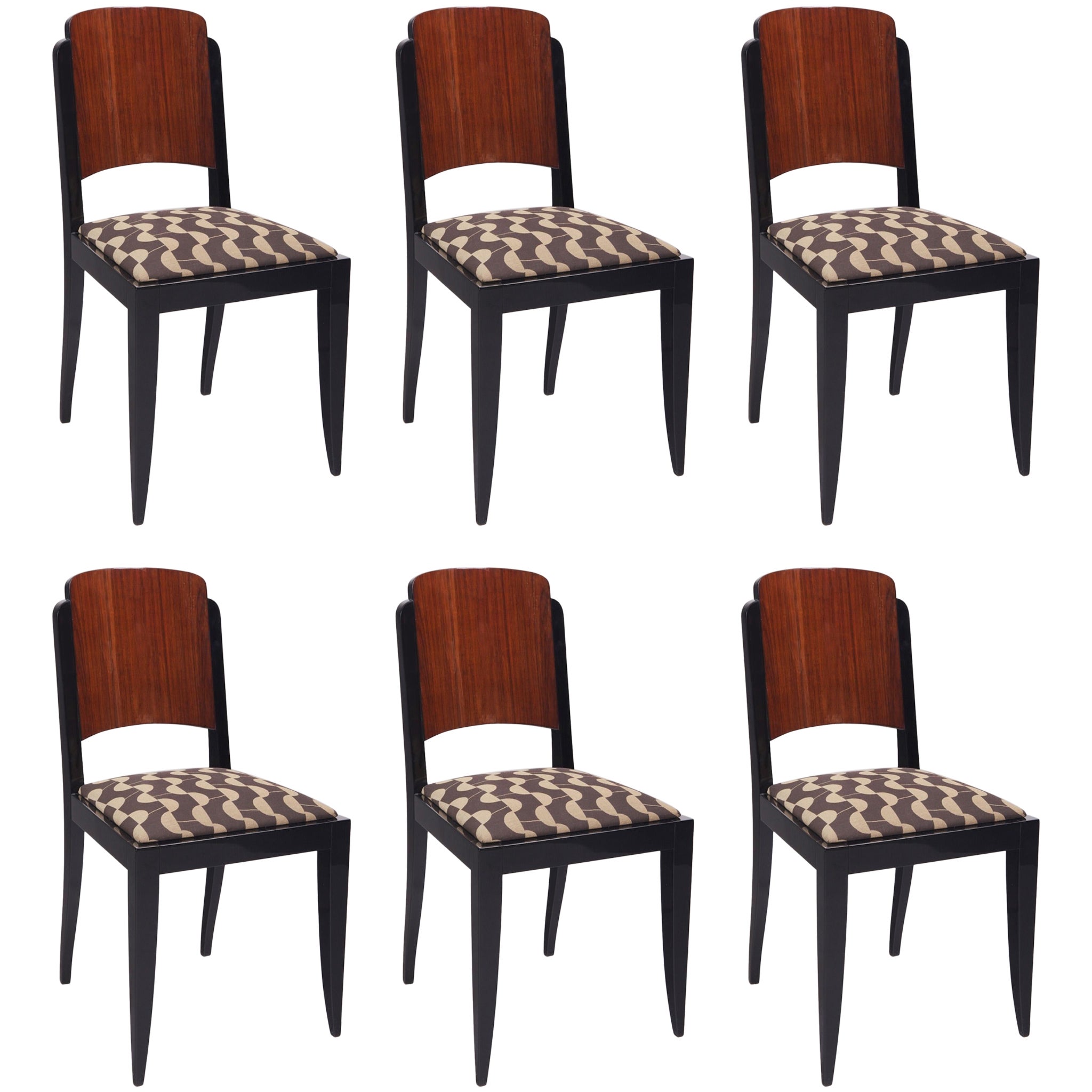 Set of Six French Art Deco Chairs Made by Architect Jules Leleu